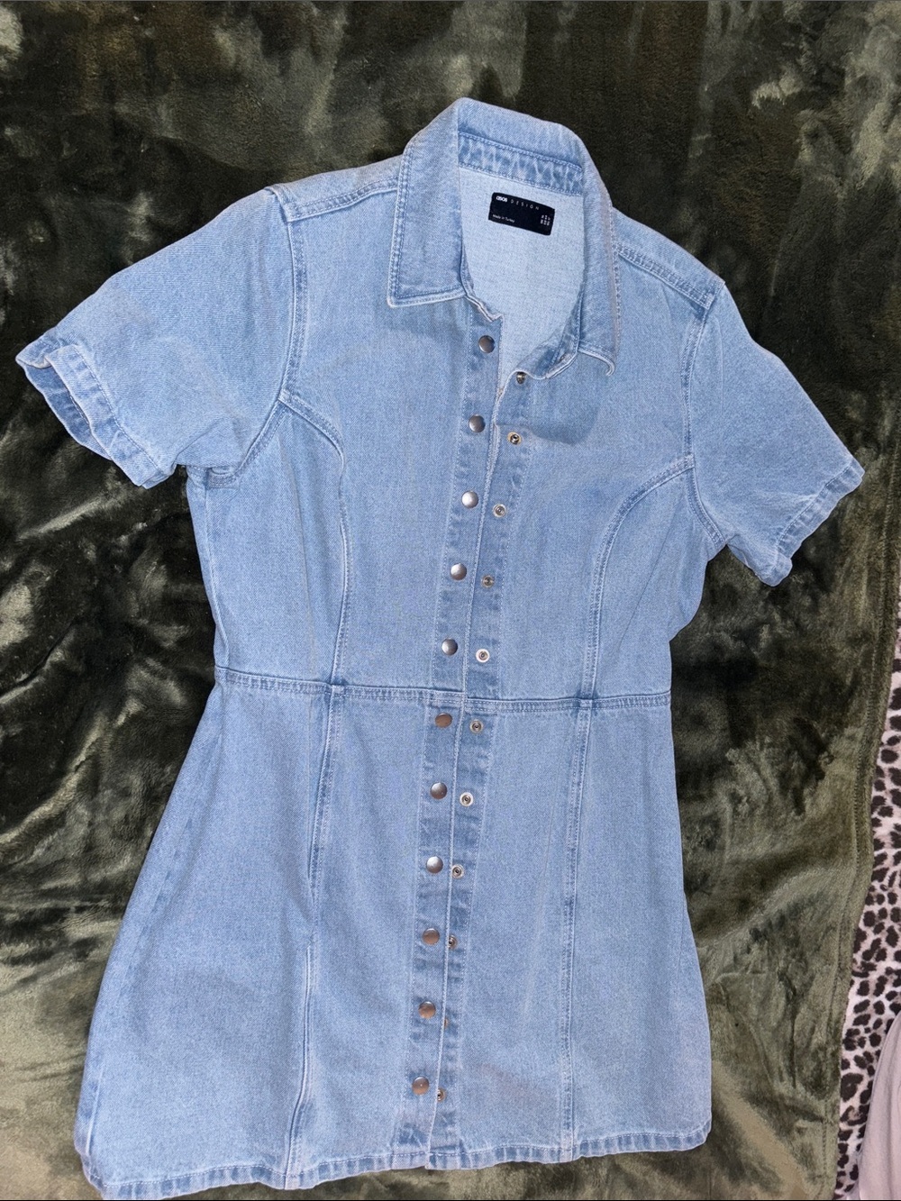 Classic Light Blue Denim Button-Front Shirt Dress
